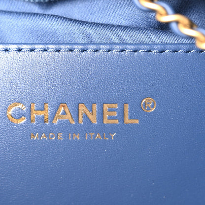 Washed Denim Quilted Small Chanel 25 Handbag Blue