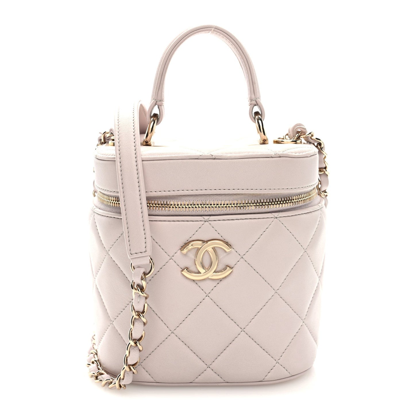 Lambskin Quilted Trendy Vanity Case Lilac