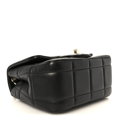Lambskin Resin Crystal Square Quilted Mini Monacoco Flap Black