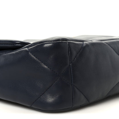 Lambskin Quilted Medium Chanel 19 Flap Navy Blue