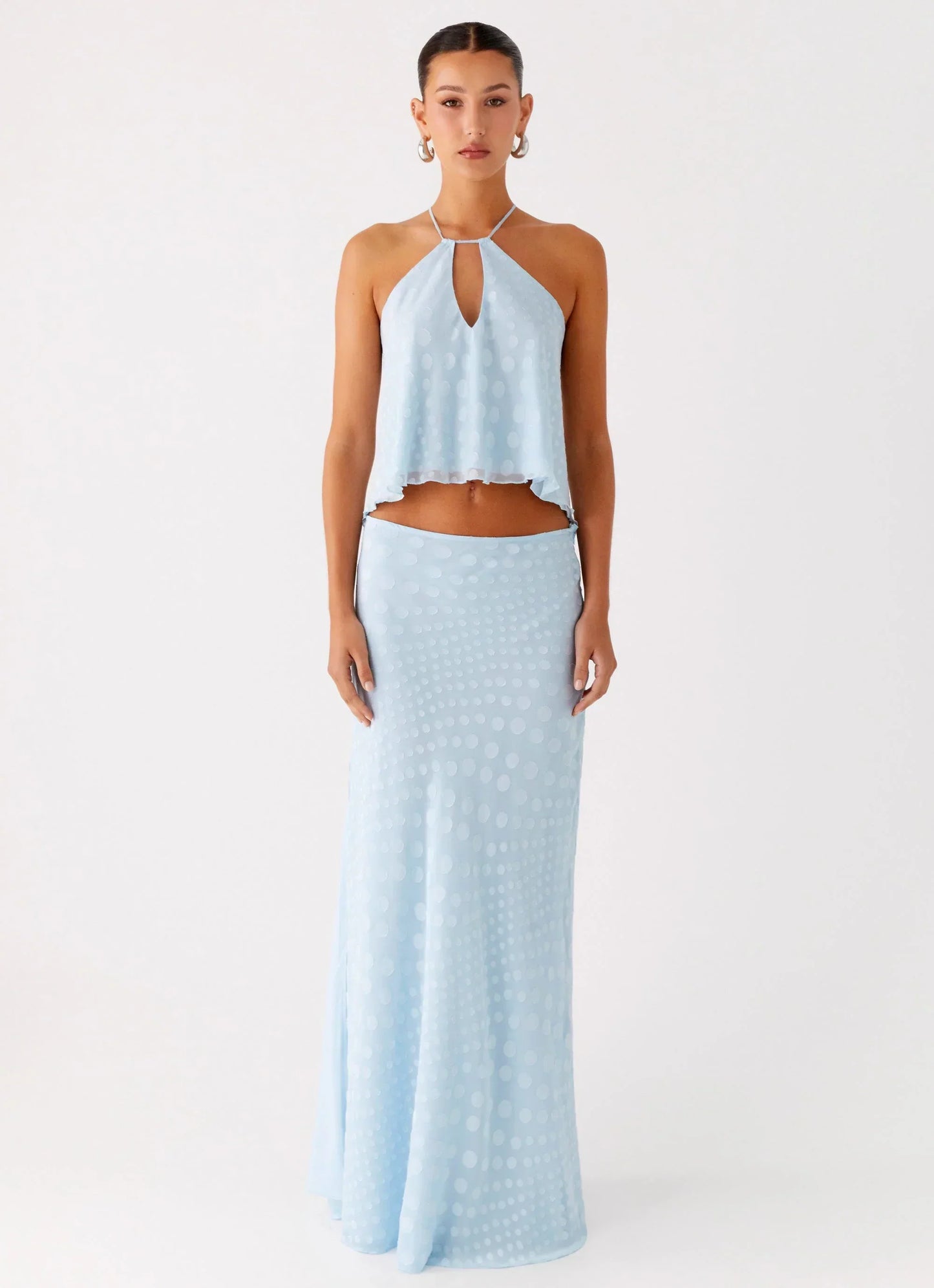 Mena Chiffon Spot Top - Blue