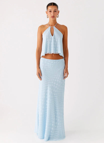 Mena Chiffon Spot Top - Blue