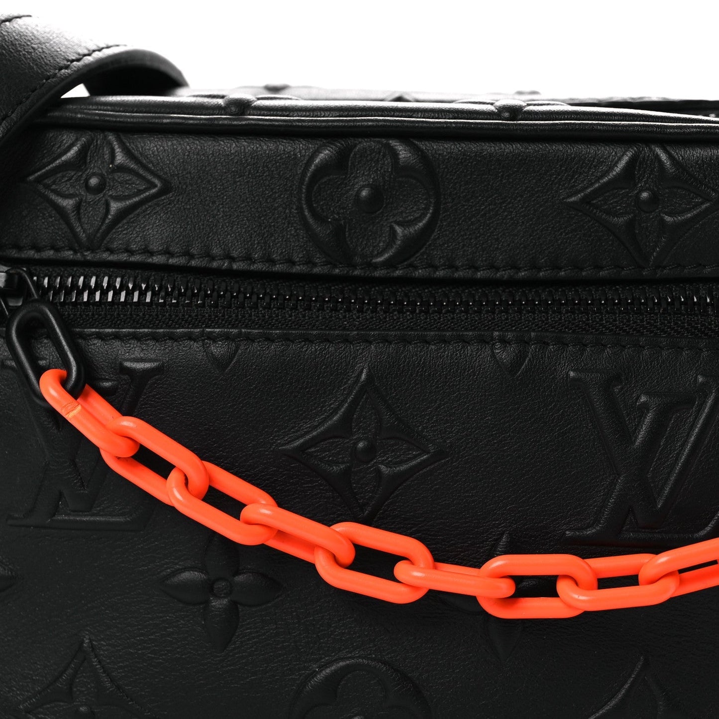 Calfskin Debossed Monogram Solar Ray Mini Soft Trunk Black