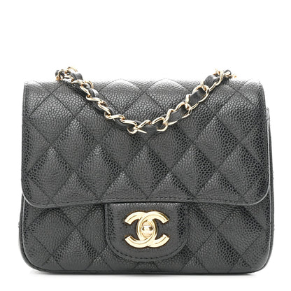 Caviar Quilted Mini Square Flap Black