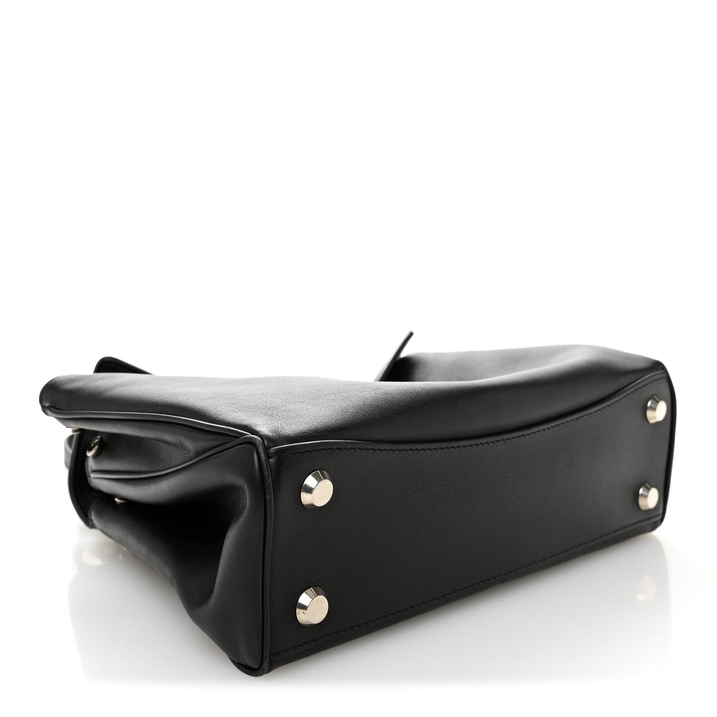Natural Smooth Calfskin Small Rodeo Top Handle Handbag Black