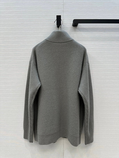 HM 25S Zipped Jacket H Leather Pockets in Gray Cashmere 305009