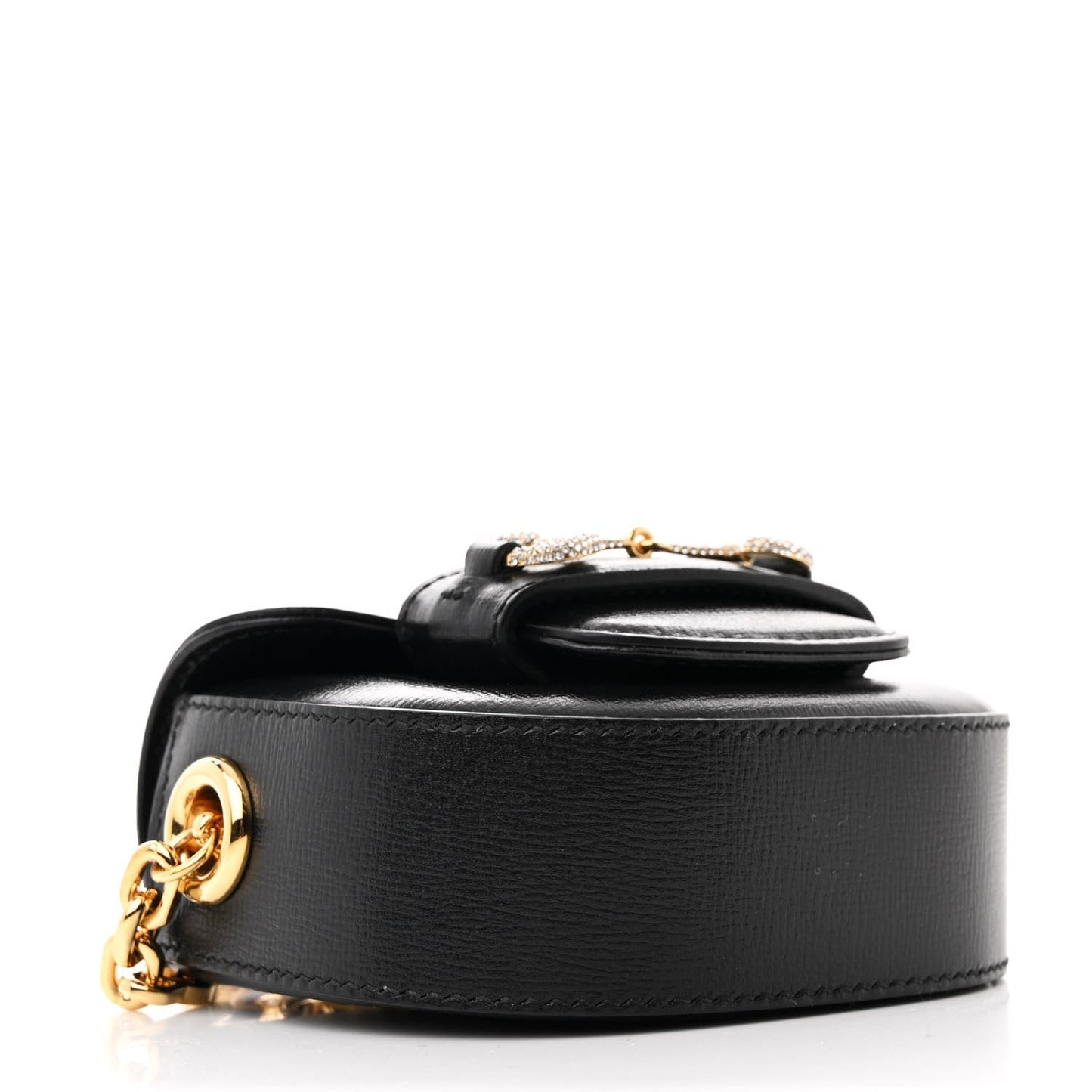 Azalea Calfskin Crystal Horsebit 1955 Belt Bag Black