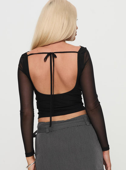Valette Mesh Long Sleeve Top Black