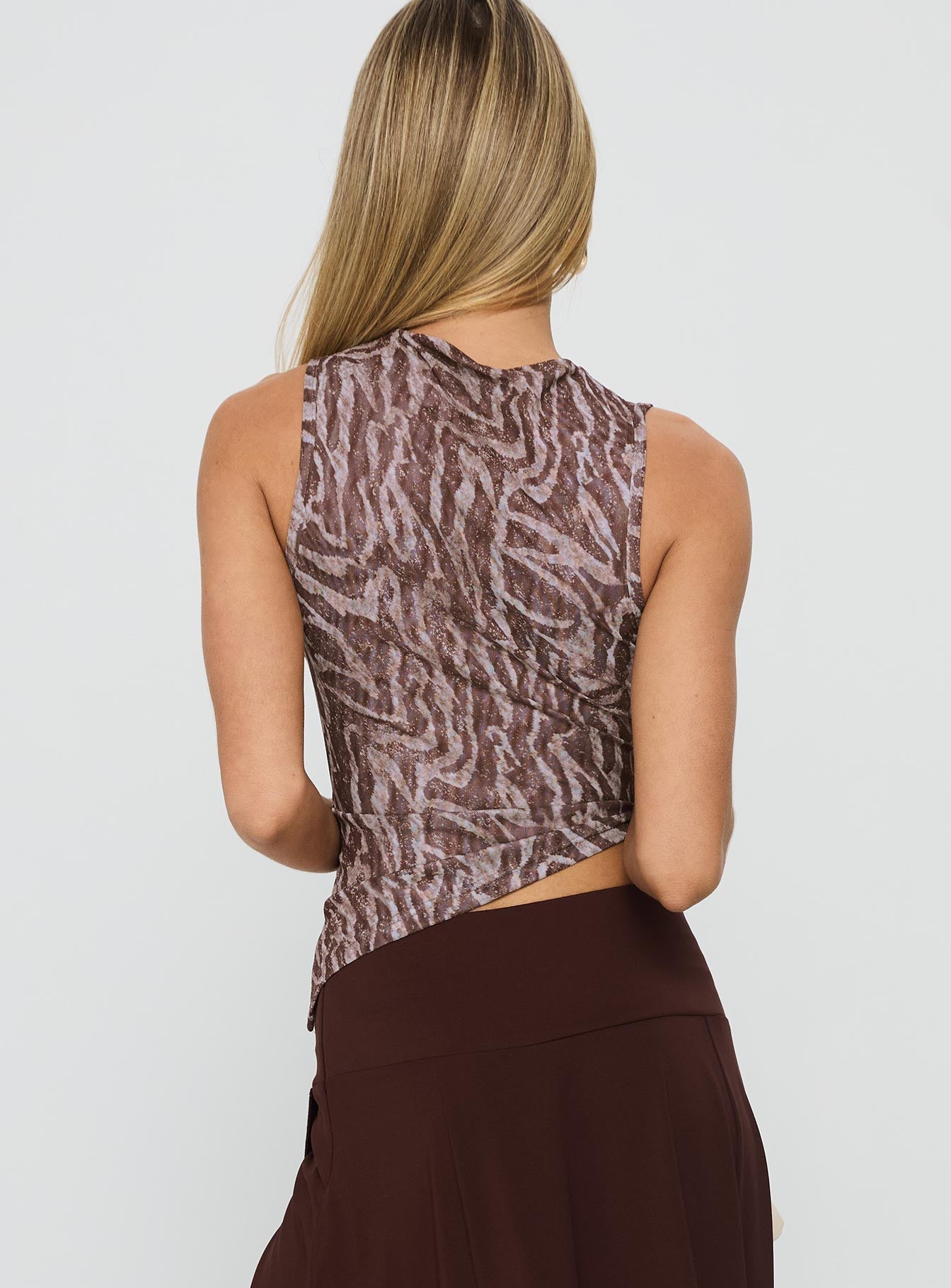 Sunburn Asymmetrical Top Brown Zebra