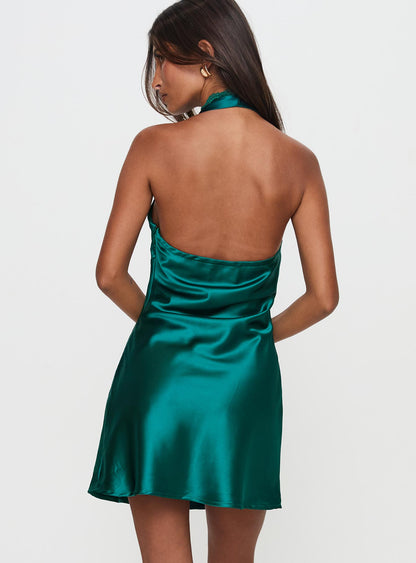 Yessenia Halter Mini Dress Green