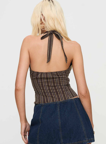 Delfine Top Brown Stripe