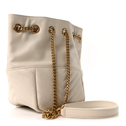Lambskin Matelasse Monogram Joe Nano Bucket Bag Crema Soft