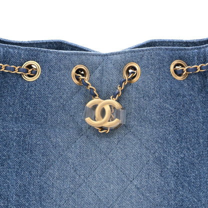 Washed Denim Quilted Mini Chanel 25 Handbag Blue