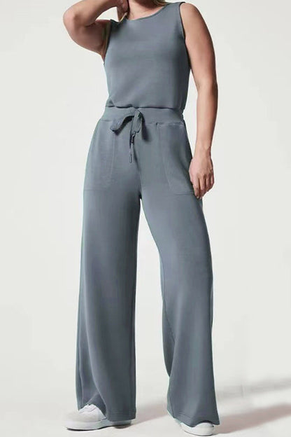 Mono informal ajustado de moda para mujer, sin mangas, de color sólido