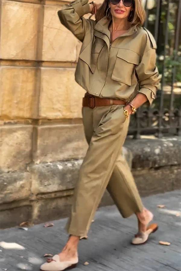 Pantalones cortos holgados de tiro medio con bolsillos y encanto clásico