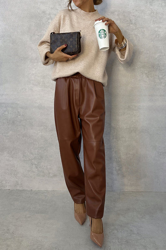 PANTALONES DE CUERO CAMEL