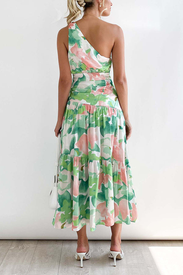 Vestido midi sin mangas con hombros descubiertos y largo medio 