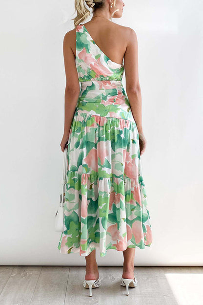 Vestido midi sin mangas con hombros descubiertos y largo medio 
