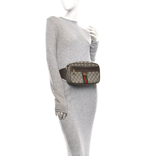 Soft GG Supreme Monogram Medium Ophidia Belt Bag Dark Brown