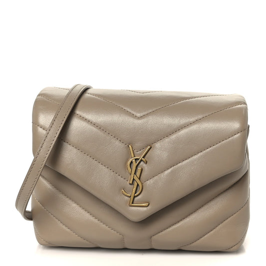 Calfskin Y Quilted Monogram Toy Loulou Crossbody Bag Dark Beige