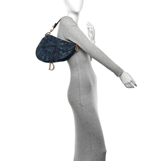 Denim Tie Dye Saddle Bag Blue