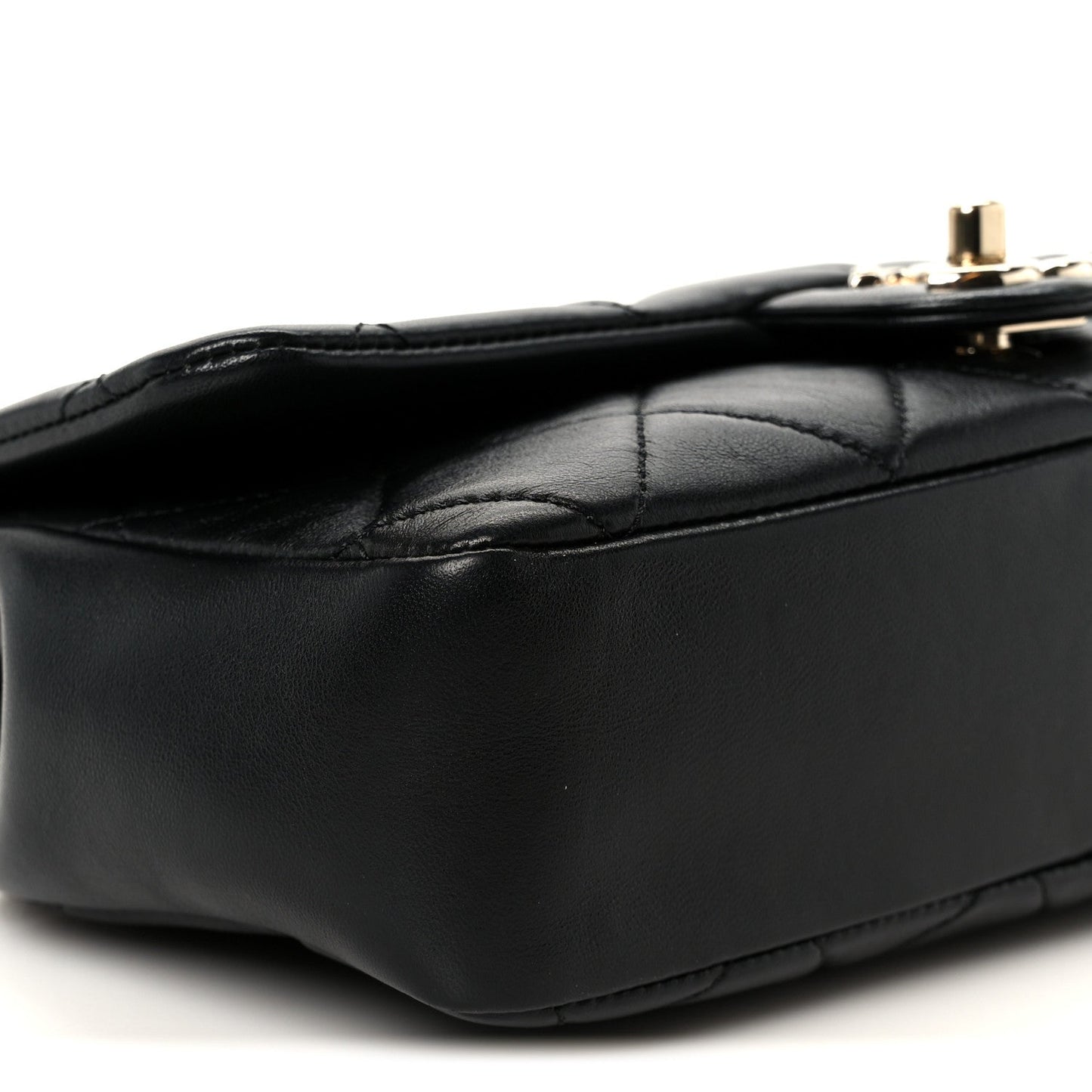 Lambskin Quilted Resin Bi-Color Chain Flap Bag Black