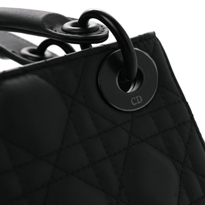 Ultra Matte Calfskin Cannage Mini Lady Dior Black