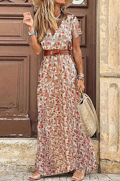 Vestido largo estampado sin mangas estilo bohemio
