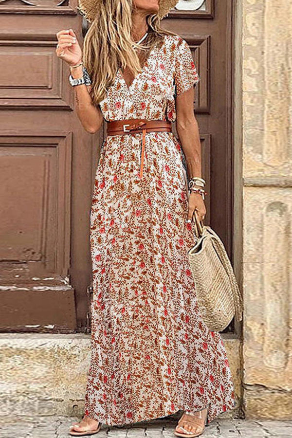 Vestido largo estampado sin mangas estilo bohemio