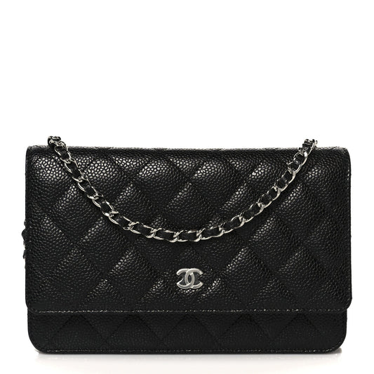 Caviar Quilted Wallet On Chain WOC Black