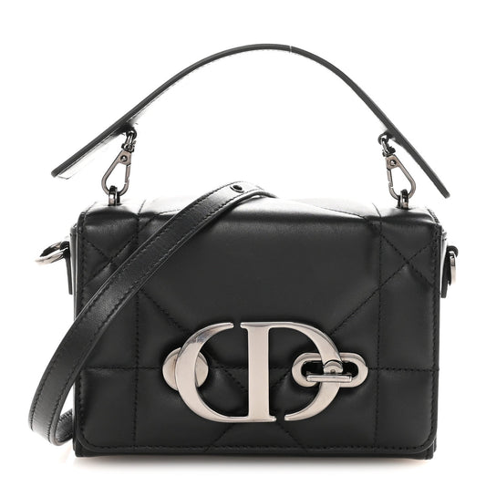 Lambskin Maxi Cannage Small 30 Montaigne Chain Top Handle Bag Black