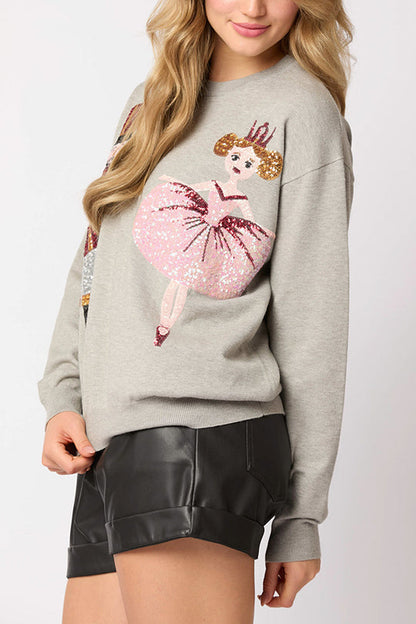 Sudadera casual de moda con lentejuelas de soldado navideño