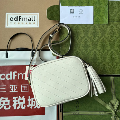 Gucci Blondie Small Shoulder White Leather Bag - 21x15.5x5cm