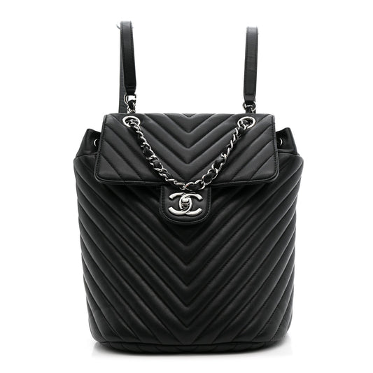 Calfskin Chevron Quilted Small Urban Spirit Backpack Black