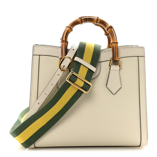 Wonka Grain Calfskin Small Diana Tote Bag Mystic White