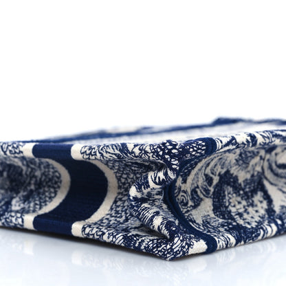Canvas Embroidered Mini Toile De Jouy Book Tote  Blue