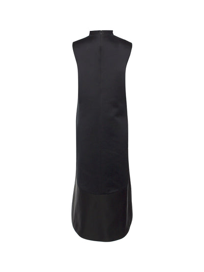 A-line High-low Solid Color Split-Joint Zipper Round-neck Maxi Dresses