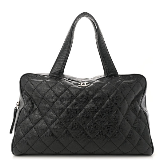 Caviar Quilted Bowler Black