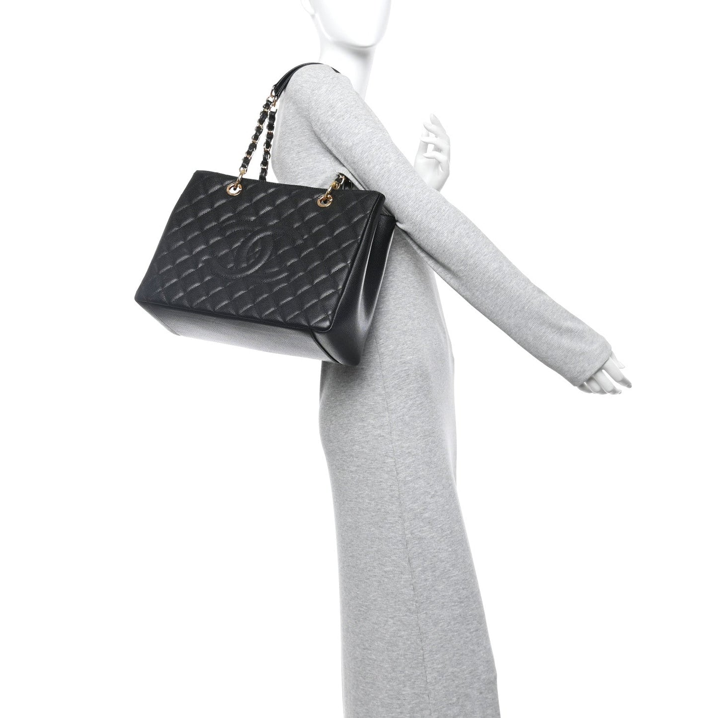 Caviar Quilted Grand Shopping Tote GST Black