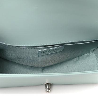 Calfskin Quilted Medium Boy Flap Light Blue