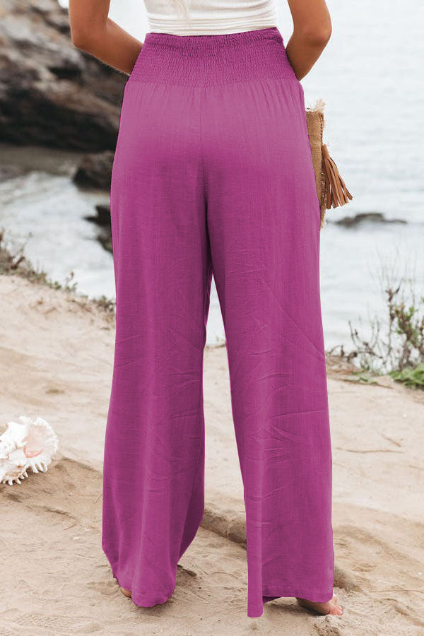 Pantalones fruncidos con bolsillos de mezcla de lino Fresh Air