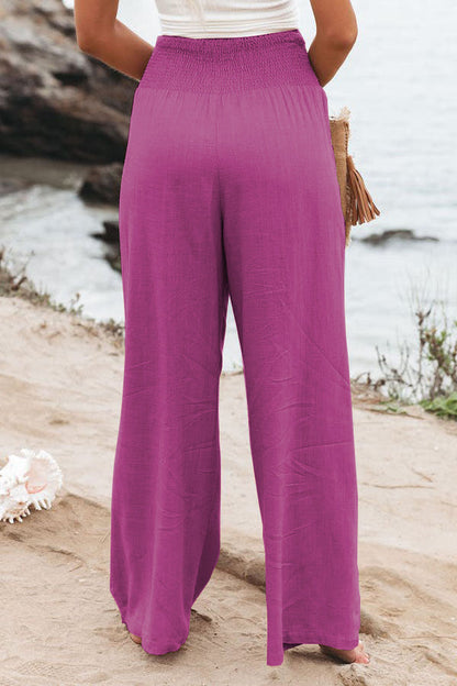 Pantalones fruncidos con bolsillos de mezcla de lino Fresh Air