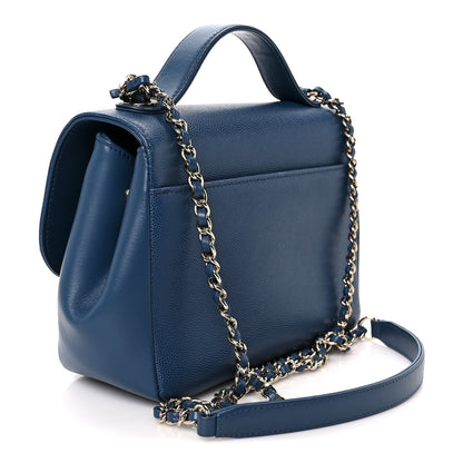 Caviar Quilted Small Business Affinity Flap Blue