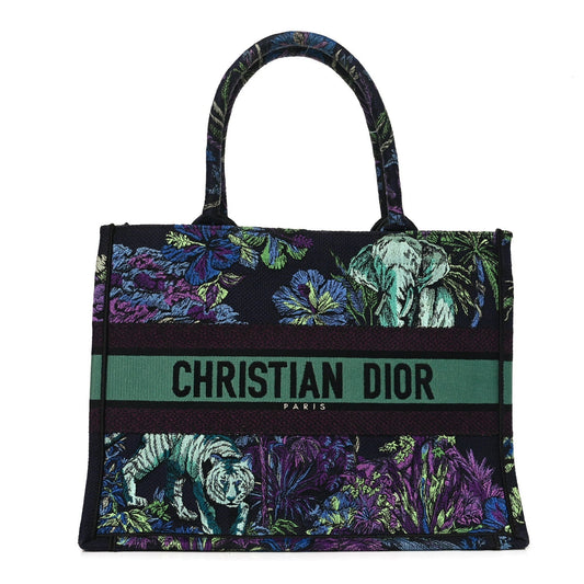 Canvas Embroidered Medium Toile de Jouy Voyage Book Tote Blue Multicolor
