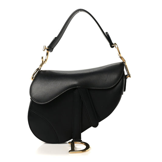 Supple Calfskin Mini Saddle Bag Black