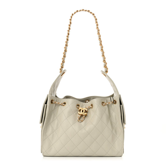 Caviar Quilted Small Chanel 25 Handbag Light Grey