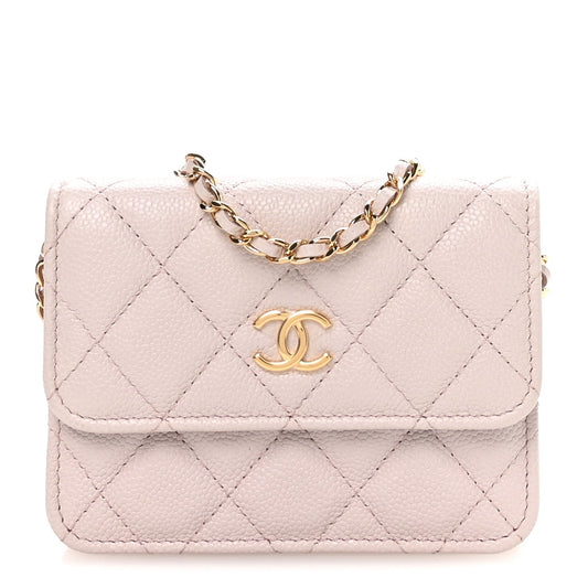 Caviar Quilted Miss Coco Clutch With Chain Light Purple