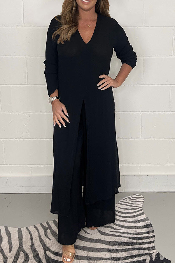 Conjunto de pantalón largo con abertura