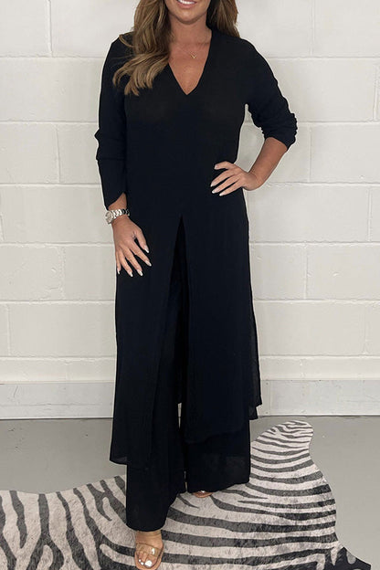 Conjunto de pantalón largo con abertura