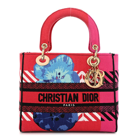 Canvas Embroidered Flower Pop Medium Lady D-Lite Red Pink